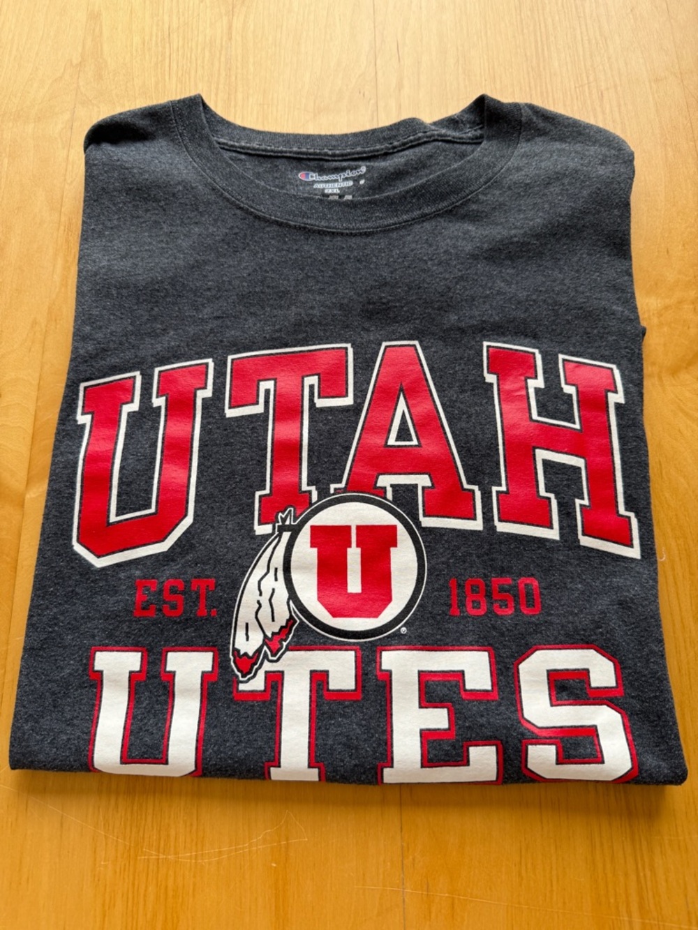 Champion Utah Utes T-Shirt 2XL Gray NCAA College Graphic Tee Mens XXL